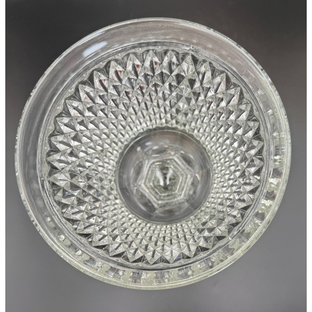 Vtg Indiana Glass 15.75 in Diamond Point Lidded Apothecary Jar Chalice Orig Box - Picture 6 of 8